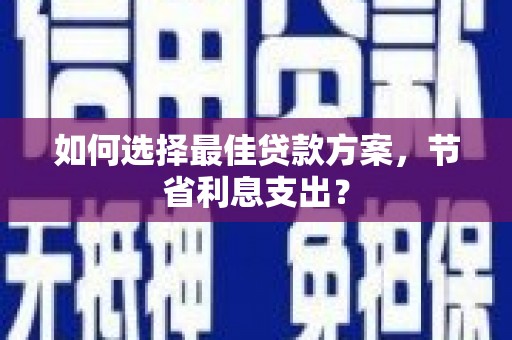 建湖如何选择最佳贷款方案，节省利息支出？