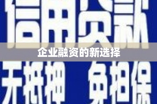 建湖企业融资的新选择