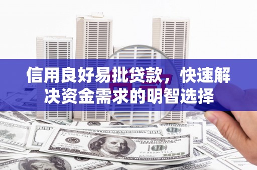 建湖信用良好易批贷款，快速解决资金需求的明智选择
