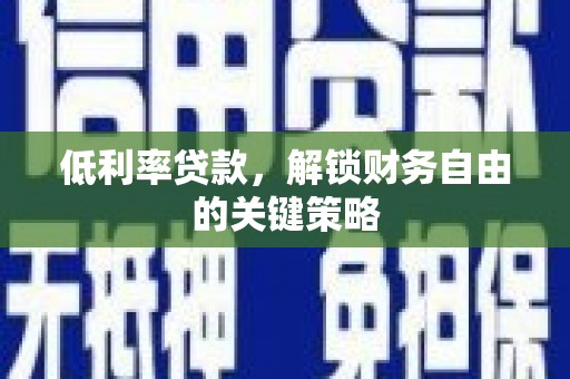 建湖低利率贷款，解锁财务自由的关键策略