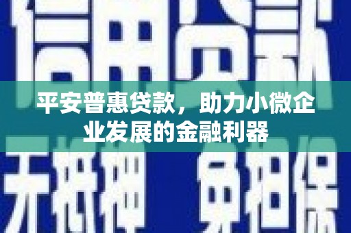 建湖平安普惠贷款，助力小微企业发展的金融利器